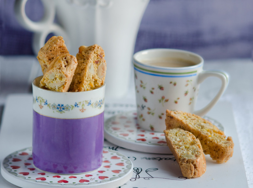 Italian homemade biscotti cookies with almond
