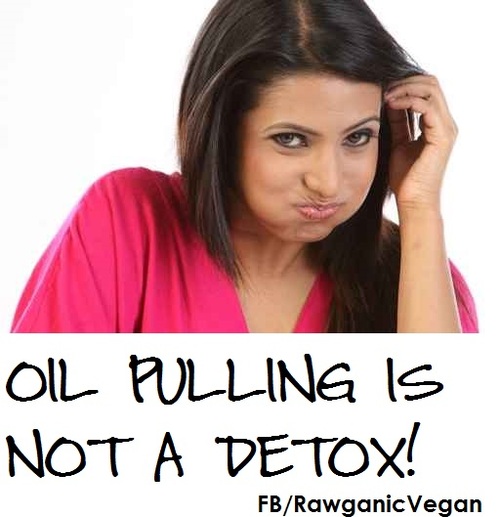 Woman doing oil pulling