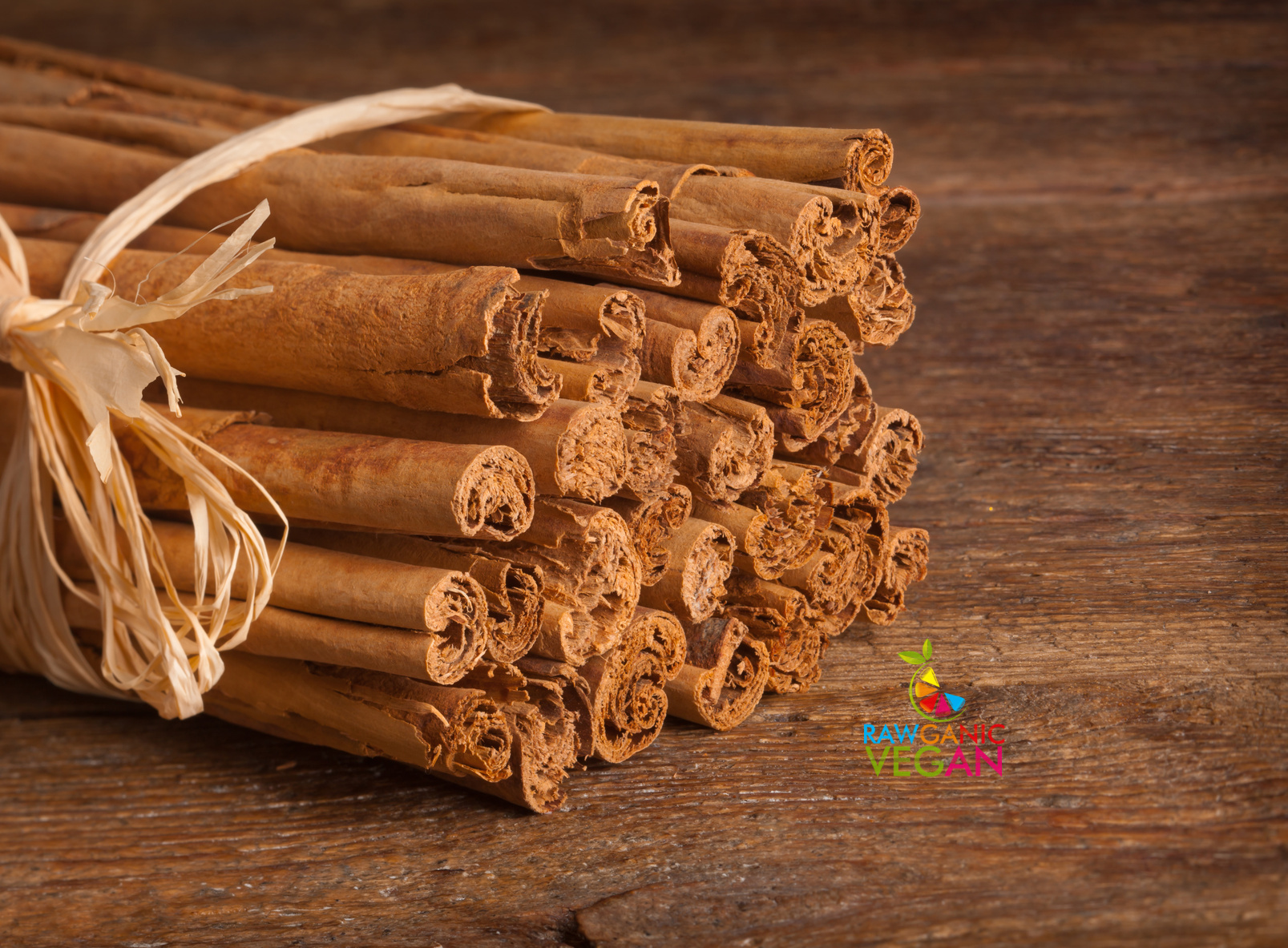 Bunch of Ceylon cinnamon on wooden table